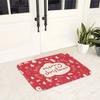 Festive Cherry Red Christmas Doodle Non-Slip Doormat - Machine Washable Lightweight Polyester Mat with Rubber Backing, Irregular