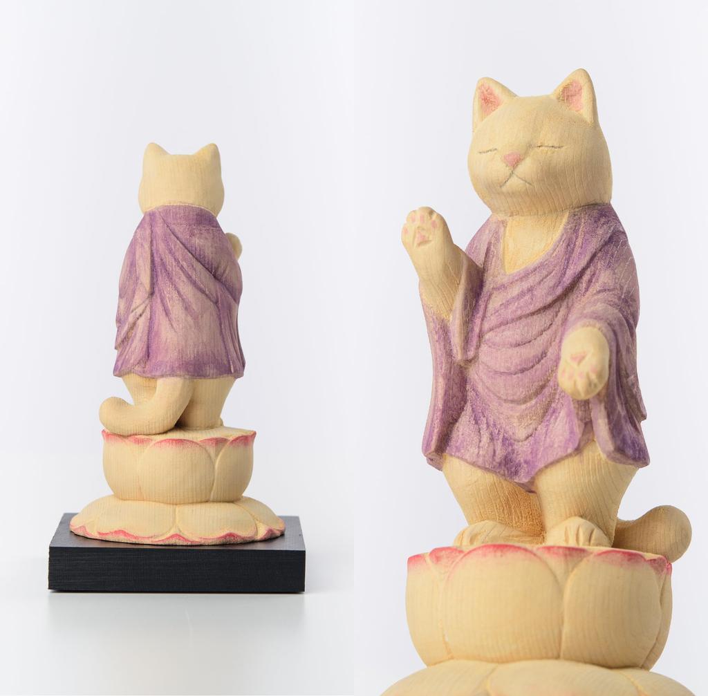 Katze Amida, Hüterin des Haustieres, besonderes Gebet im Kannoji-Tempel, Katzenholz, Glücksbringer, Feng Shui-Ornament, Neko Amida (kleine Größe) - Tiere, Service