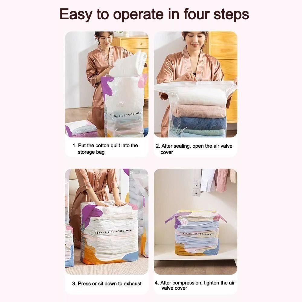 No Pump Vacuum Storage Bags Dust-proof Clothes  Blankets Organizer  Travel Accessories