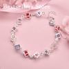 925 Sterling Silver 8-inch Exquisite Square Zircon Bracelet, Fashionable Women's Wedding Accessories, Party Jewelry