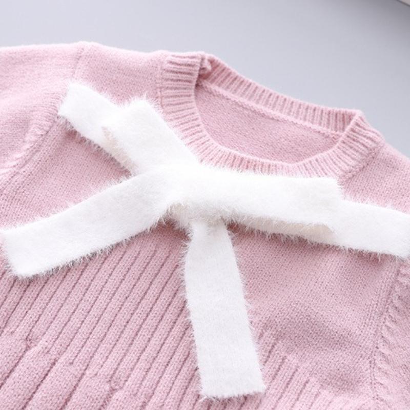 Dívčí šaty Pletené svetrové šaty Jarní a podzimní svetr Dlouhá sukně Dětské sladké princeznovské šaty