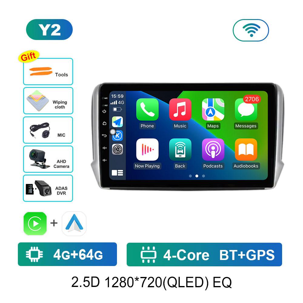 Navigation GPS Android 14 for Peugeot 2008 208 Series 2012 - 2018 Car Video Multimedia Audio Player WiFi HD Screen Bluetooth