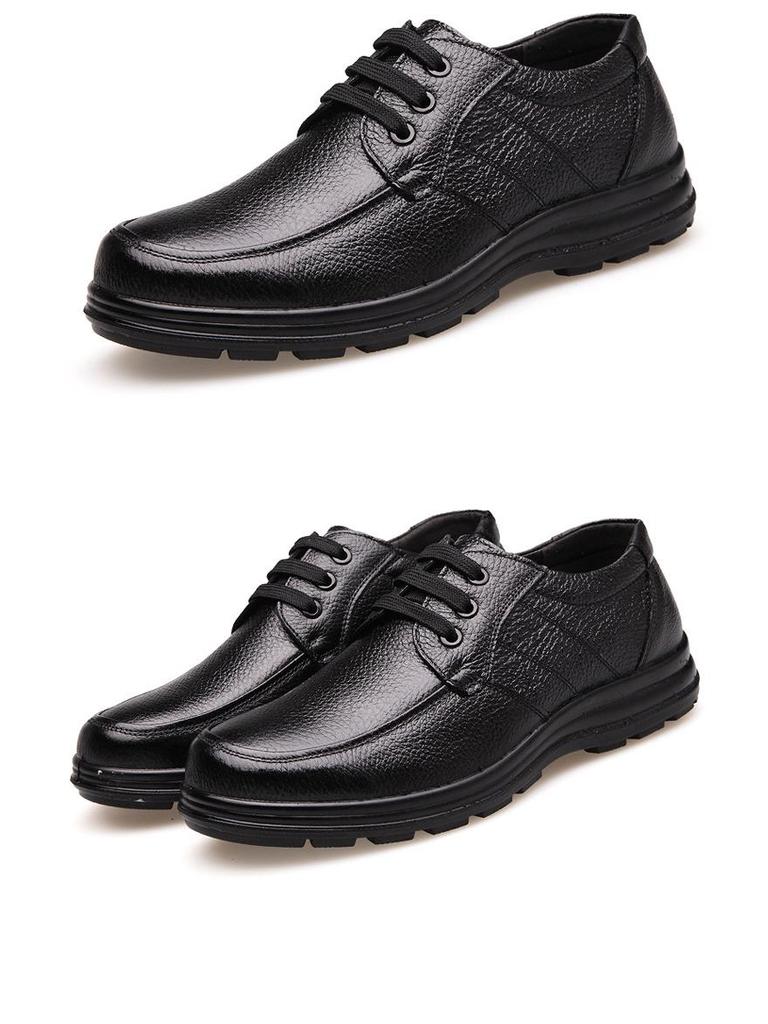 Herrskor i mjukt läder, avslappnade oxläderskor för pappa - Vårkollektion, mjuk sula, affärsmässig rund tå (Modell 9886)