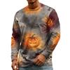 Men's Halloween Print Long Sleeve Tee Neck Fashion Top