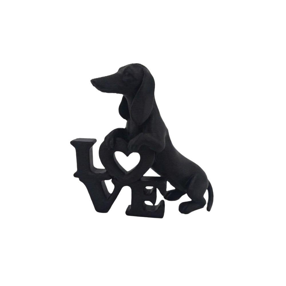 3D Printed Love Dog Ornament Cute Dog Statue Funny Animal Sculpture Dog Lover
