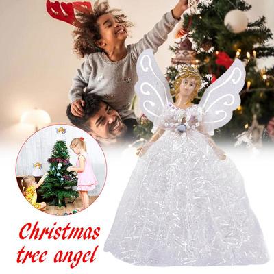 Christmas Angel Tree Topper Pendant Delicate Angel Figurine Ornaments Christmas Tree Decor Festive New Year Party Decoration