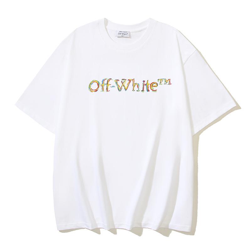 1172 Off-White 2025 Spring/Summer New Colorful Letter Pattern Round Neck Short Sleeve Men's and Women's T-shirts