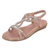 2024 New Fashion Sandals Bohemian Ethnic Flower Rhinestone Comfortable Versatile Open-toed Women's Shoes