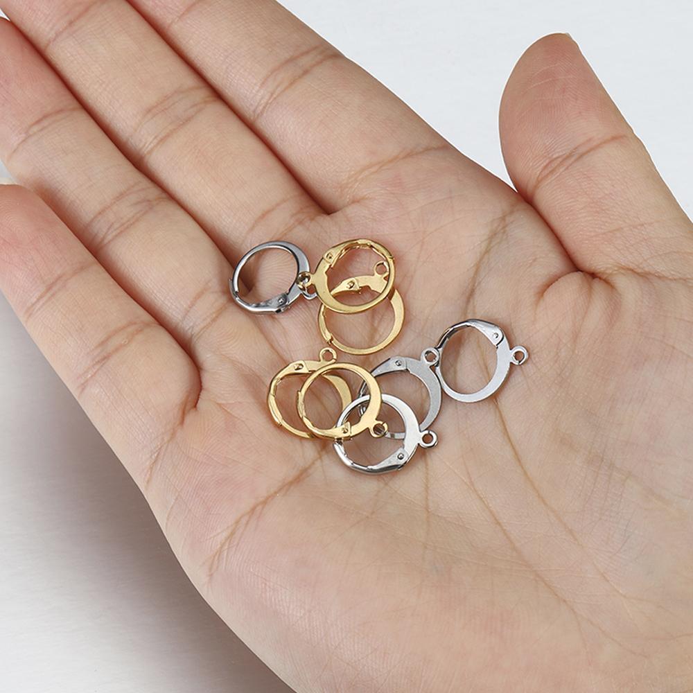 20pcs Stainless Steel Earring Hook French Earrings Earwire Ear Setting Base Accessories for Jewelry Making Components DIY Craft