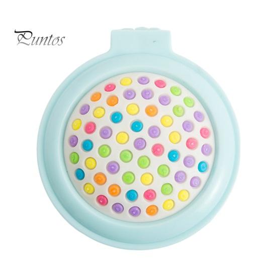Round Travel Hair Brush with Mirror Folding Pocket Hair Brush Rebound Air Bags Cute 3D Pattern Matte Texture Portable Comb for Home Salon Bedroom