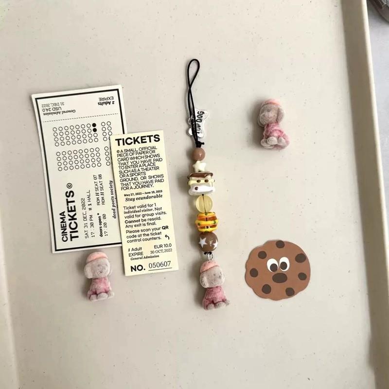 Pvc Dog Phone Lanyard With Beaded Chain For Cute Mobile Accessories