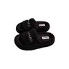 Internet celebrity one-word fluffy slippers women's autumn 2025 new popular versatile thick bottom heightening plush cotton drag outside wear