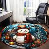 1pc Winter Snowman Office Round Area Rug, Under Office Chairs Bedroom Living Room Home Decor, Room Deco