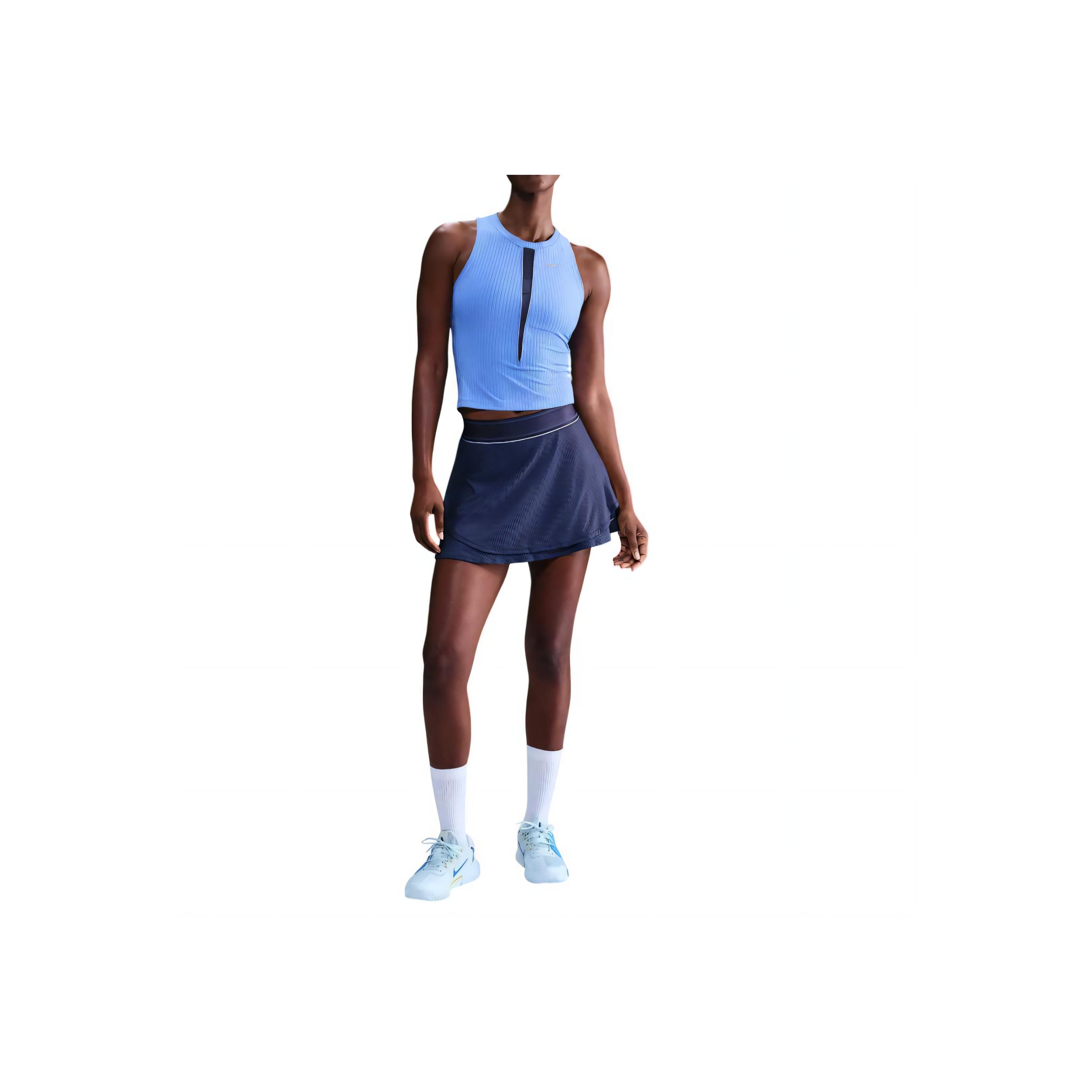 

Nike Dri-Fit Court Slam Color Block Mesh Tight-Fitting Breathable Quick-Dry Tennis Shirt Women tops HJ8250-494 XS