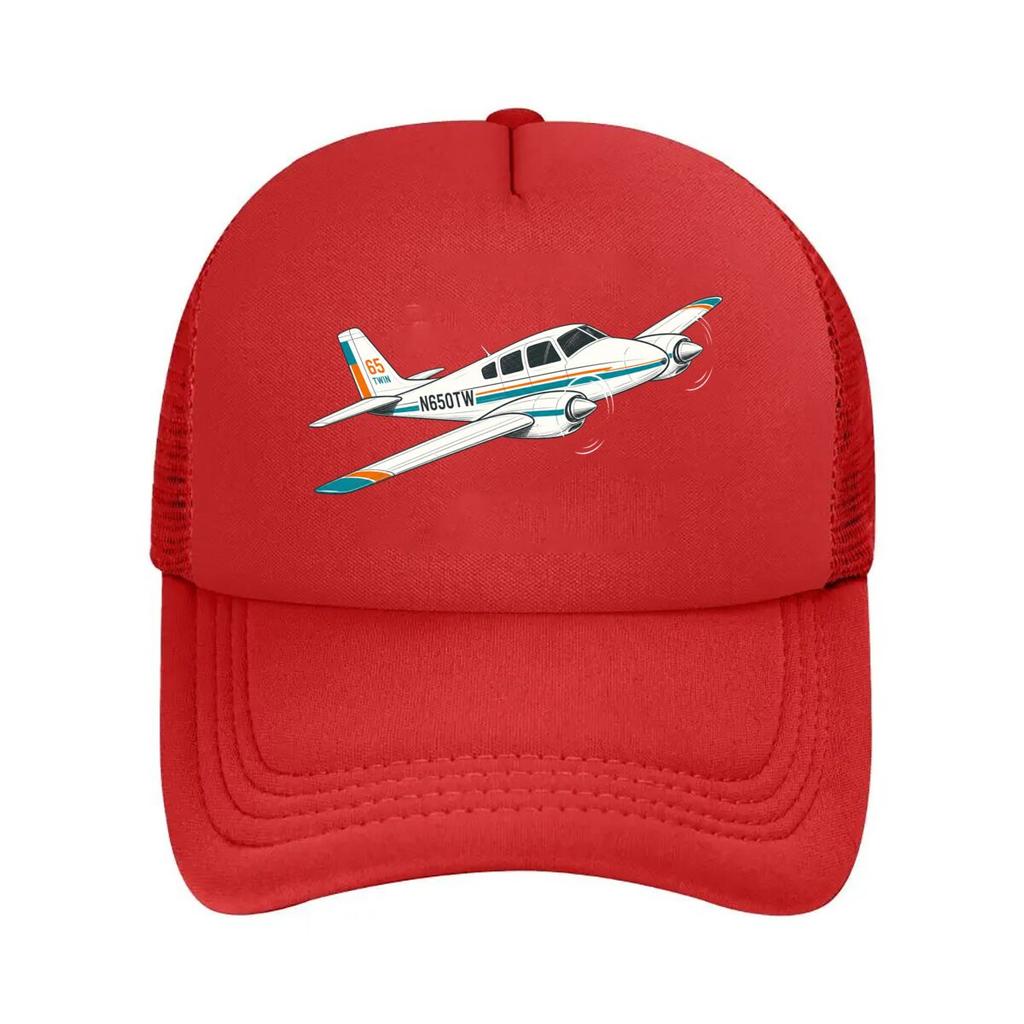 Vintage Twin Engine Airplane Line Ar Mesh Baseball Cap Polyester Forward Observations Hat Adjustable Golf Hat Summer