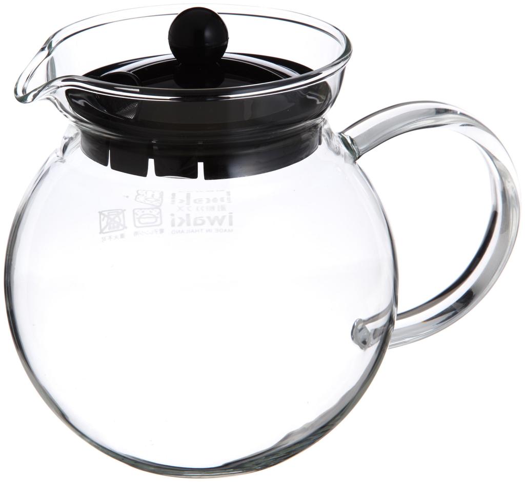 iwaki Heat-Resistant Glass Teapot, Jumping Teapot, Black, 640ml, KT894T-BK