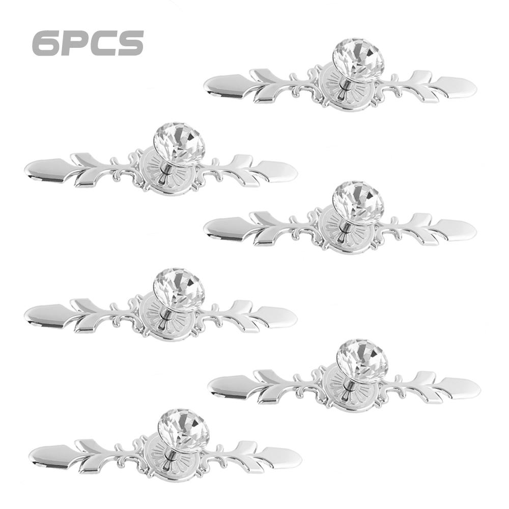 6Pcs Modern Single Hole Drawer Closet Knobs transparency Crystal Zinc Alloy Cupboard Pull Handle Knobs Home Decoration Wardrobe