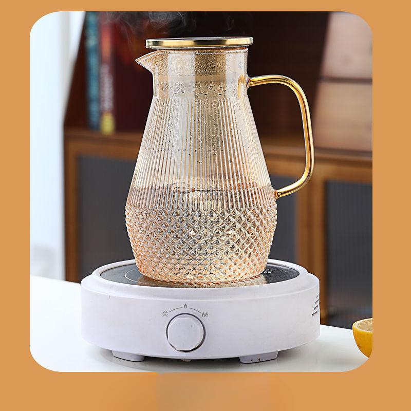 Transparenter Glasbehälter Vertikales Muster Großes Fassungsvermögen Glaskrug für Haushaltsgebrauch Kühlschrank Zum Kühlen von Saft Kaltgetränk Kaltwasserkrug