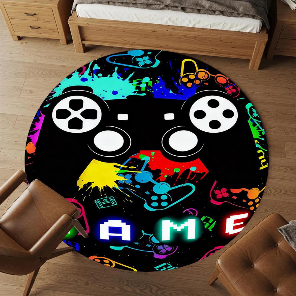 1PC Gamepad Gaming Round Chair mat Area Rug - Non-Slip, Floor Mat for Office, Bedroom, and Indoor Decor -Gift D1127209