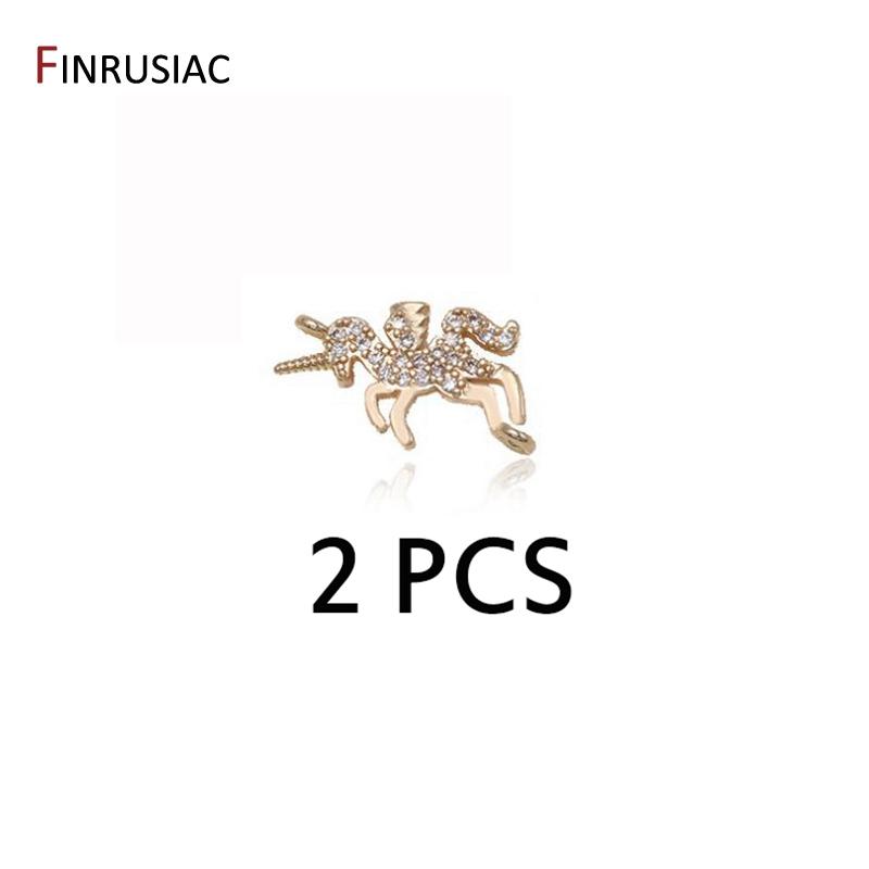 2025 New Trendy Inlaid Zircon Unicorn Gold Plated Pendant Charms DIY Jewelry Earring Necklace Making Findings Accessories