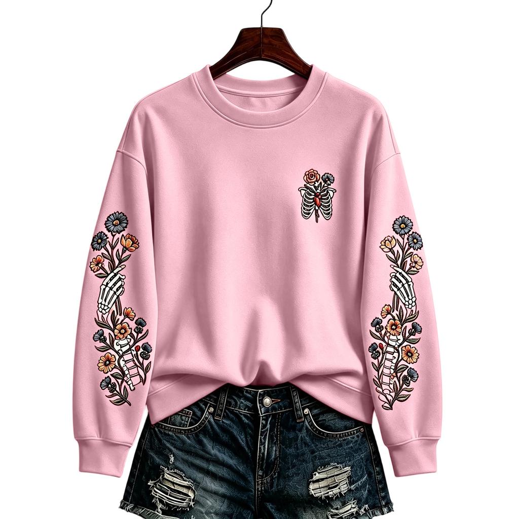 Women's Fashion Casual Halloween Print Pullover Sweatshirt Long Sleeve Neck Top