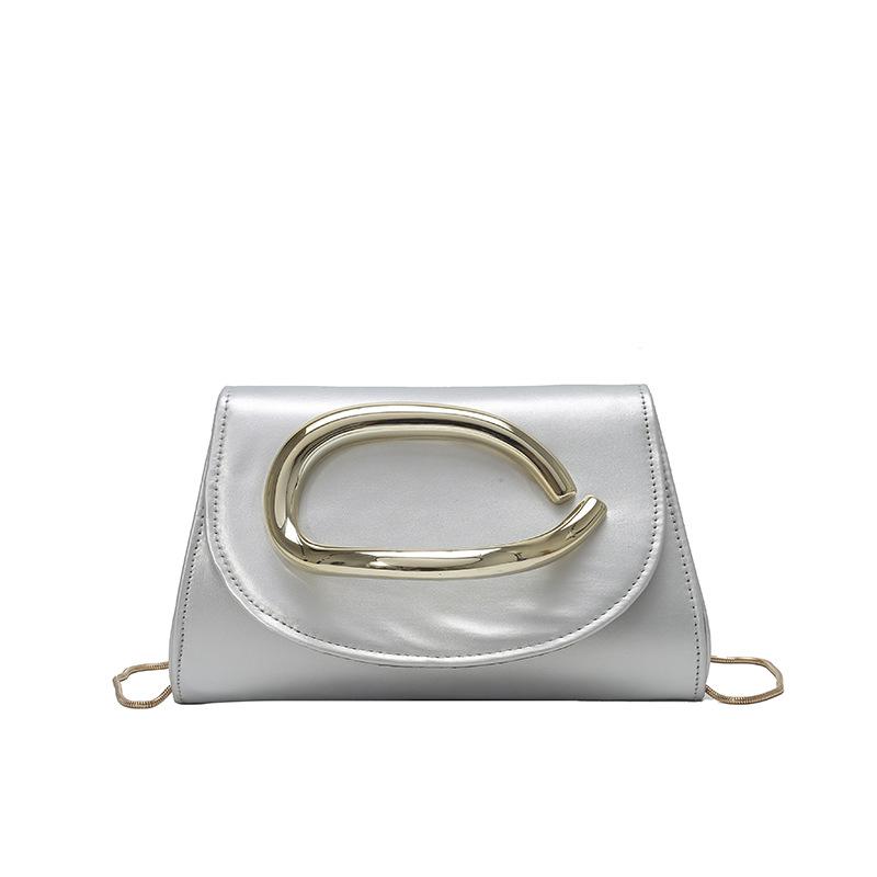 

Premium sense light luxury women s bag fashionable PU shoulder messenger bag exquisite going mailman small square bag серебряный