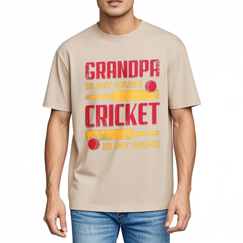 Solid Color Teeshirt Unisex Crew Neck Tshirt Plus Size Grandpa Is My Name Cricket Is My Game Trendy For Her Tee Shirt Basic Tee