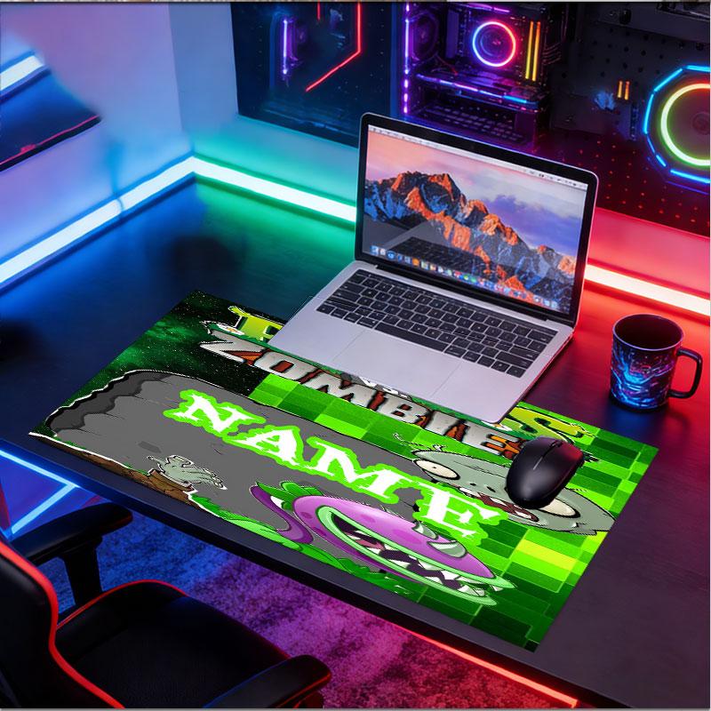 Custom Name Personalized Plants vs. Zombies Pattern Mousepad, Laptop PC Desk Mat, Decorative Desk Mat for Home Keyboard Pad Gift