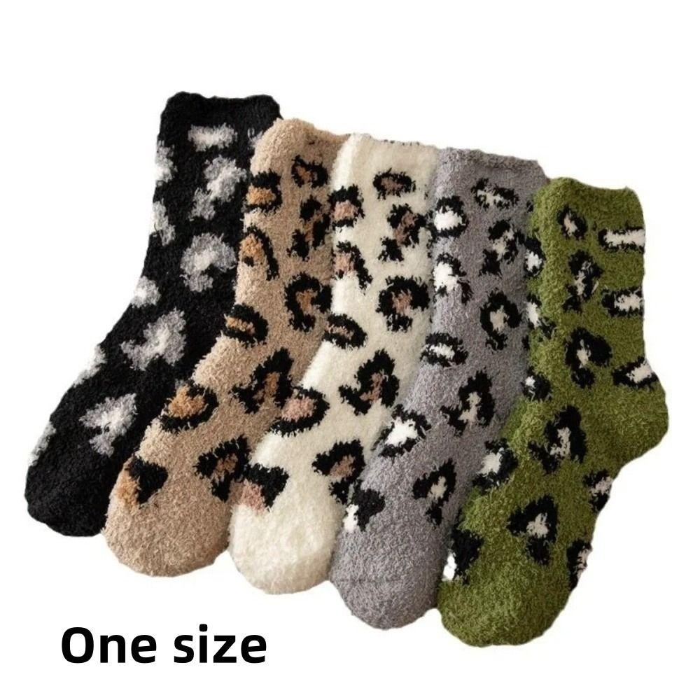 New Coral Fleece Fluffy Stockings Thickened Winter Warm Medium Tube Sock Sleep Socks Non-Slip Women Stockings Gift