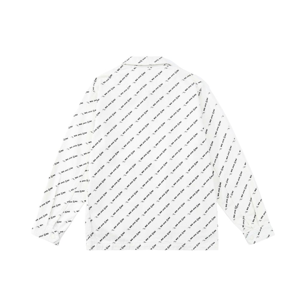 Li Ning X Wade Artist Collaboration Casual Breathable Polo Shirt Full Print Long Sleeve Men Shirts White AFDS057-2