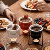 Hitzebeständige Schokoladenschmelztasse mit Gabel Kerzenhalter Keramiktasse Käseschmelzen
