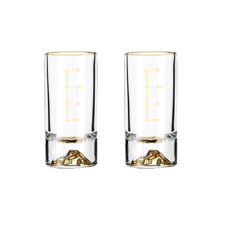 

100 мл толстодонный стакан для виски, набор из 2 шт. Кружка Baijiu, классическая золотая фольга, бокал для водки, роскошная кружка для спиртных напитков с золотыми линиями 2pcs