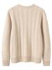 Double-Line Lace-Up Cashmere Sweater: Women's Thickened Loose-Fit, Round-Neck Cable Knit for Autumn/Winter.