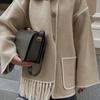 European and American Women's 2023 Autumn/Winter Woolen Coat with Scarf Tassels - Thickened and Loose Fit