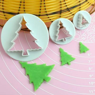3pcs Cake Decorating  Plunger Cutter Christmas Tree Mold