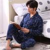 Men's Pajamas 100% Cotton Spring and Autumn Cotton Youth Winter Loungewear Long-sleeved Pajamas Set