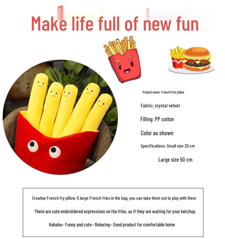 Creative French Fries & Hamburger Plush Doll - Fun Snack Pillow for Kids & Home Decor