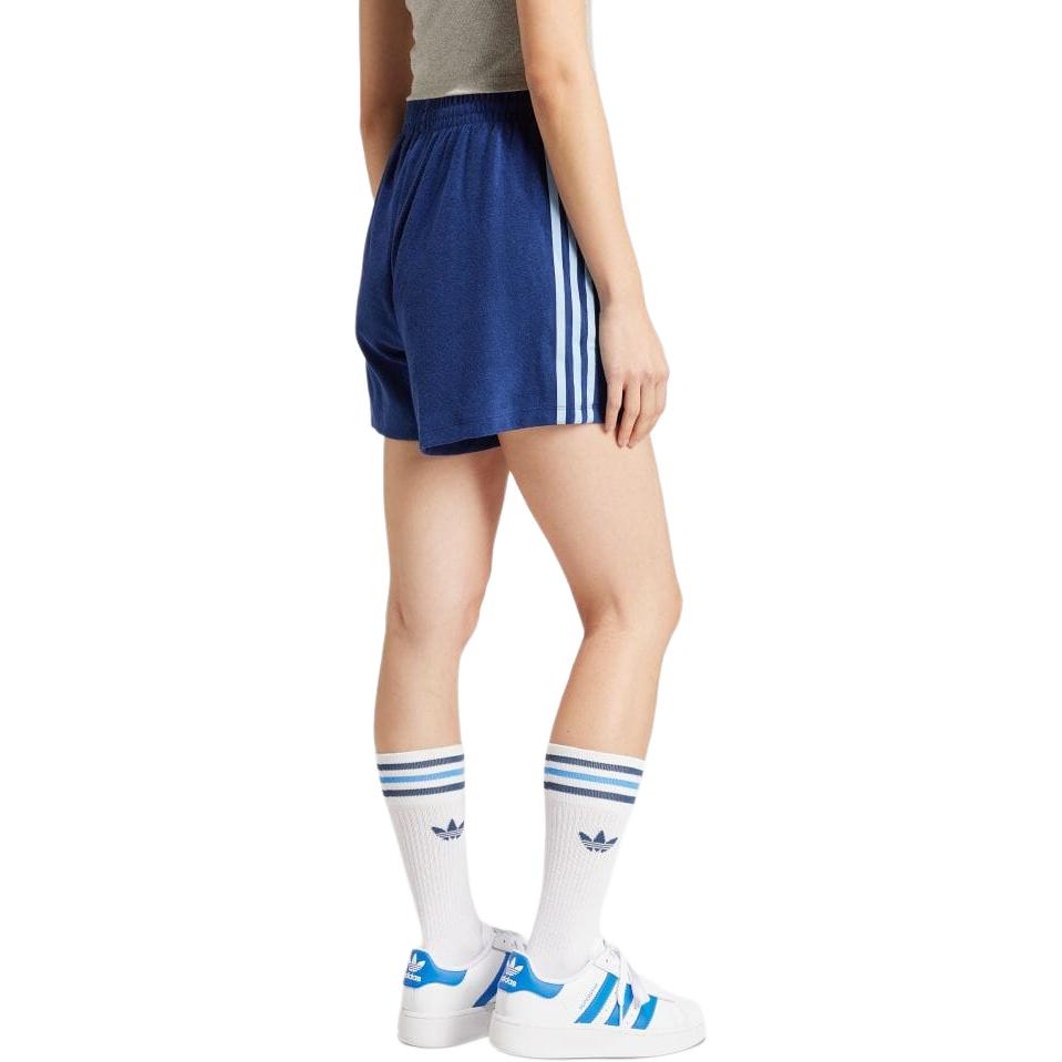 Adidas Originals Logo Stripe Elastic Waist Shorts Women Bottoms Navy IR7472