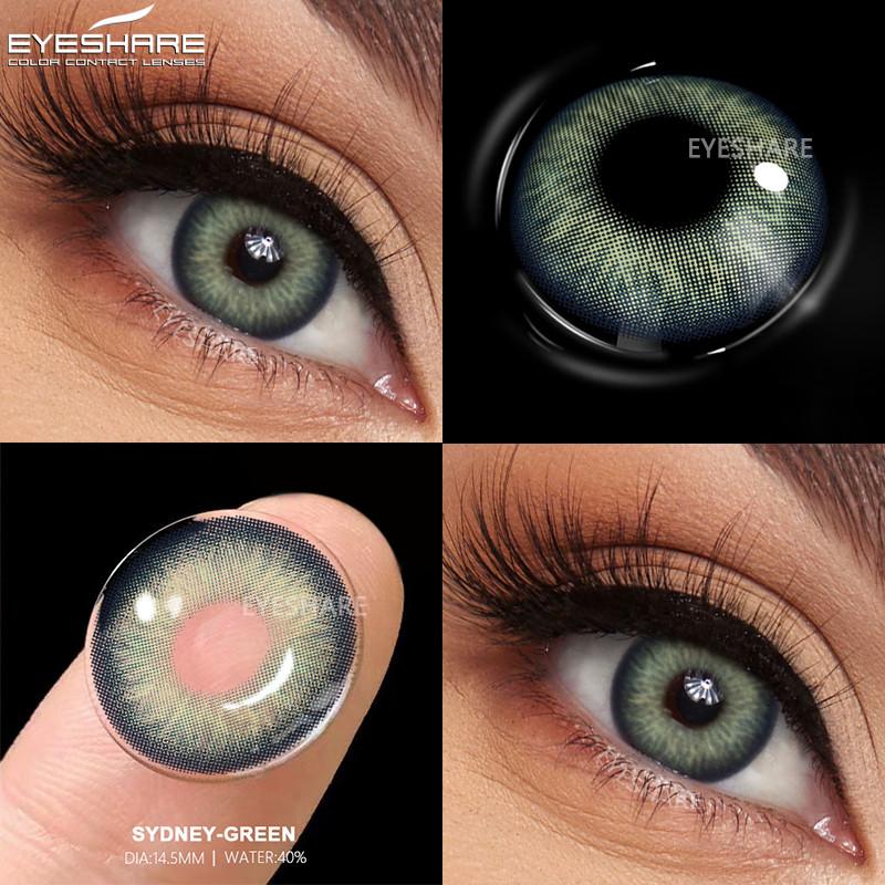 EYESHARE 1 Pair Fashion Eye Contacts Green Colored Pupils for Eyes Natural Blue Color Lenses High Quality Cosmetics Lens