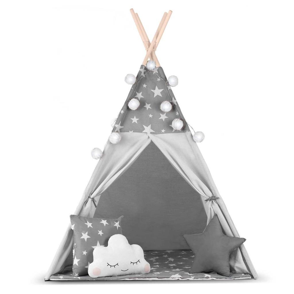 Tenda a Tipi per Bambini Nukido con Ghirlanda e Luci Fatate, Con Stelle