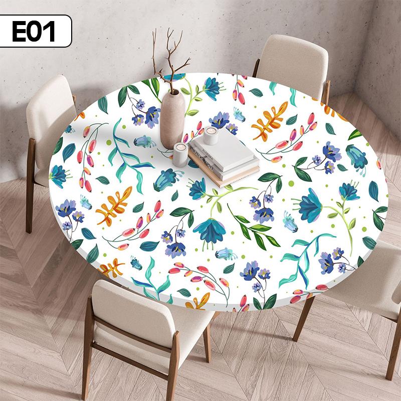 60/90/100/120Cm Round Table Cover Waterproof Oil-Proof Tablecloth Elastic Kitchen Dining Wedding Party Table Cover Home Decor