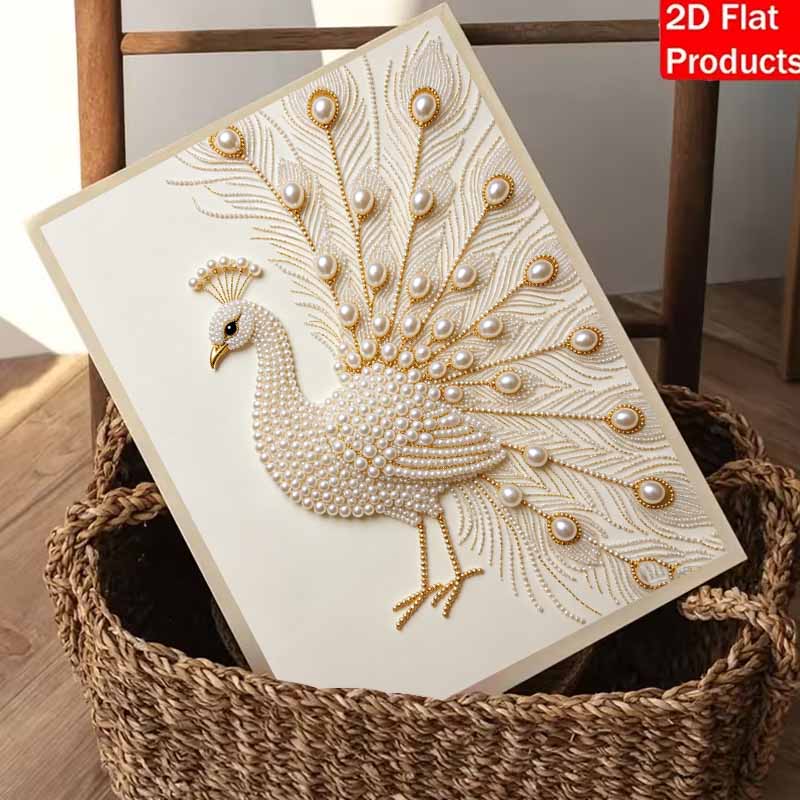 DIY Pearl Diamond Art Painting Kits for Adults & Beginners, Elegant Peacock Sparkling Painting Craft Home Wall Decor Handmade Gift