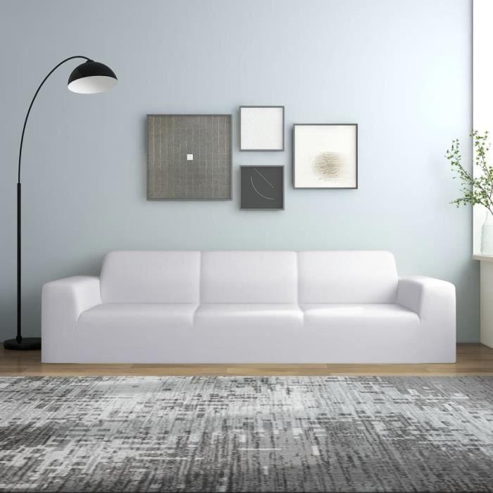 VidaXL Housse extensible de canapé 4 places Blanc Jersey de polyester 332951