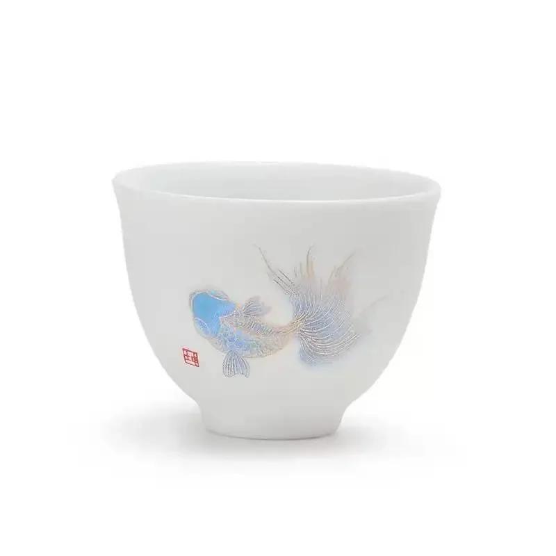 Ceramic Whiteware Tea Cup Set Kung Fu Ceramic Teacup Individual Cup Master Cup Teacup Small Ceramic Teacups  200ml