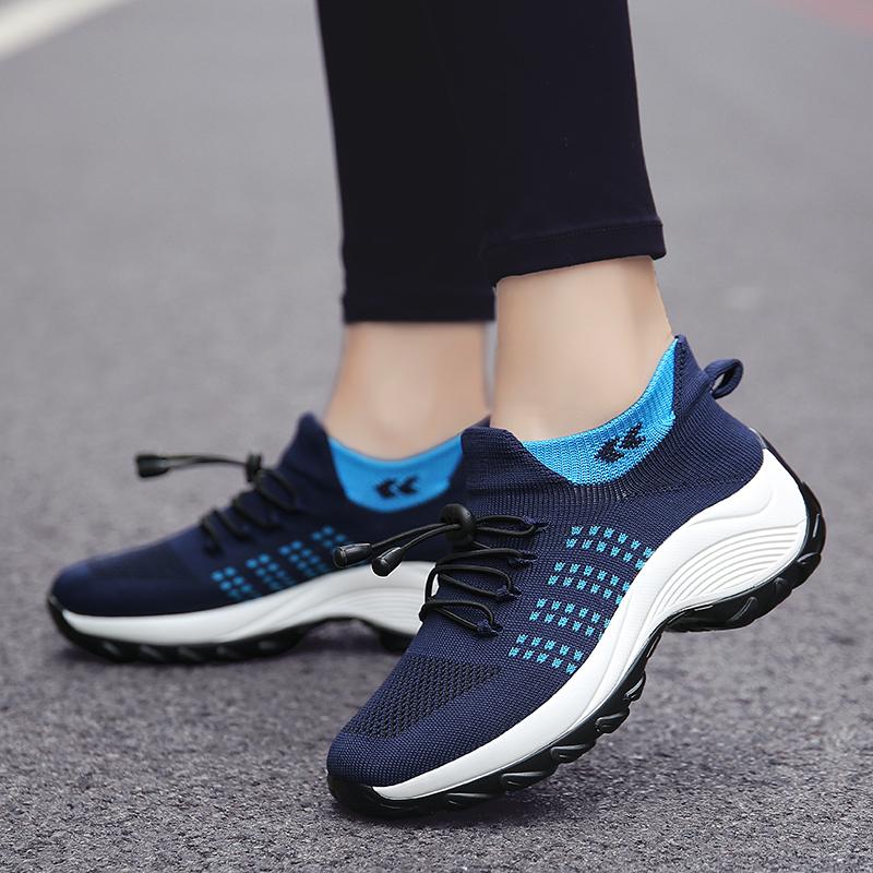Sneakers Women Walking Shoes Fashion Breathable Loafers For Fitness Sport Comfort Casual Height Increasing Elastic Lady Trainers