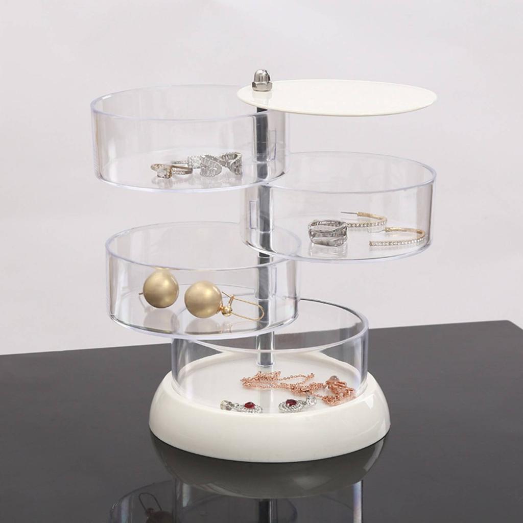 Multi-Layer Jewelry Storage Box Rotatable Rotating Jewelry Box Hair Accessory Holder Space-Saving Tiered Acrylic Organizer