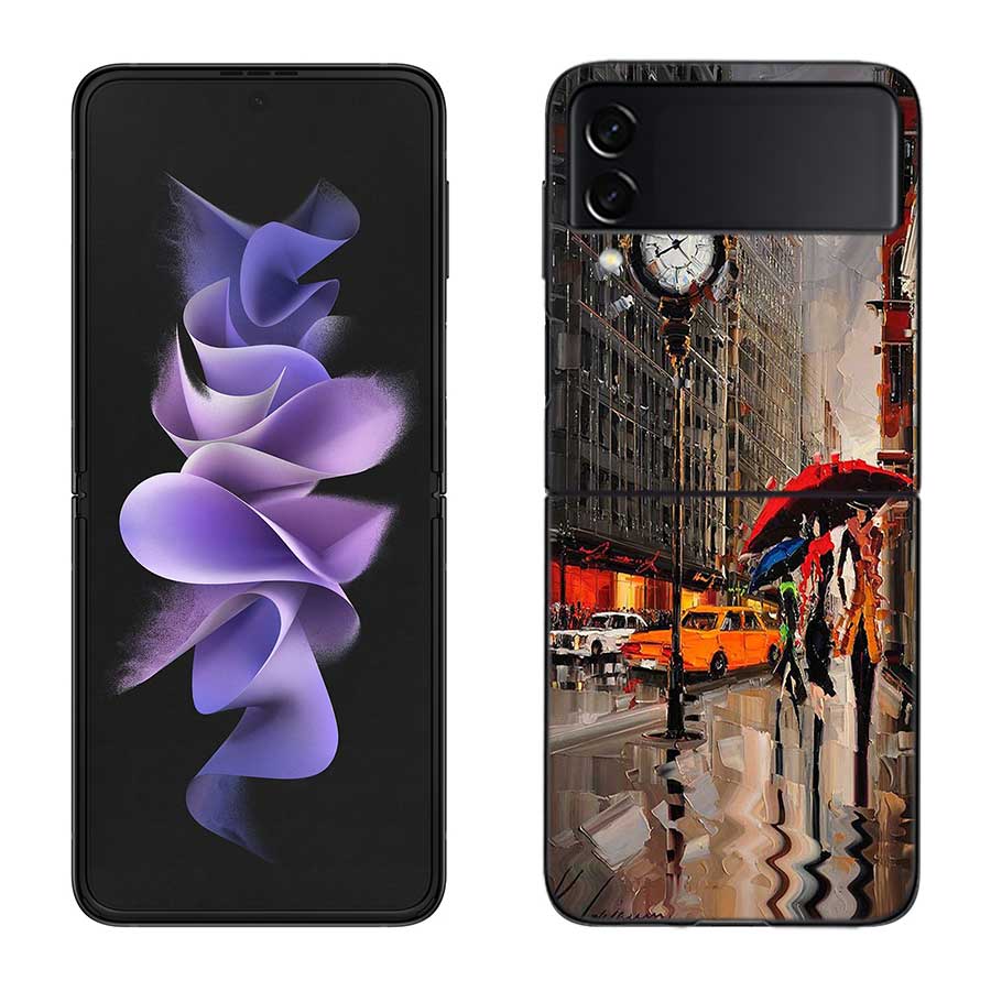 Artist London Painting Oil Painting Case For Samsung Z Flip 6 5G Galaxy Z Flip 5 4 3 5G Black Hard Cell Phone Cover Luxury PC Sh
