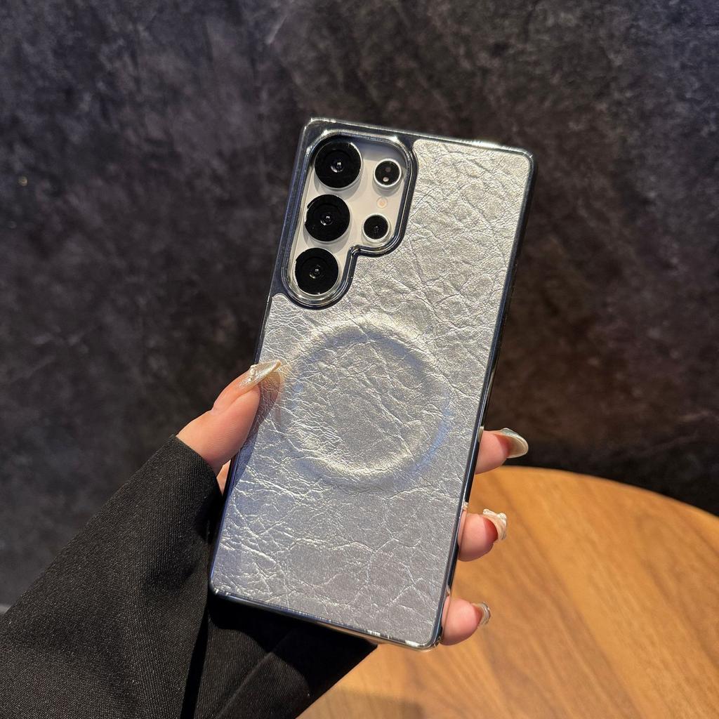 Samsung S25edge Handyhülle S25u Schutzhülle Galvanisiertes Explodiertes Ledermuster Magnetisch S24fe Neues Modell