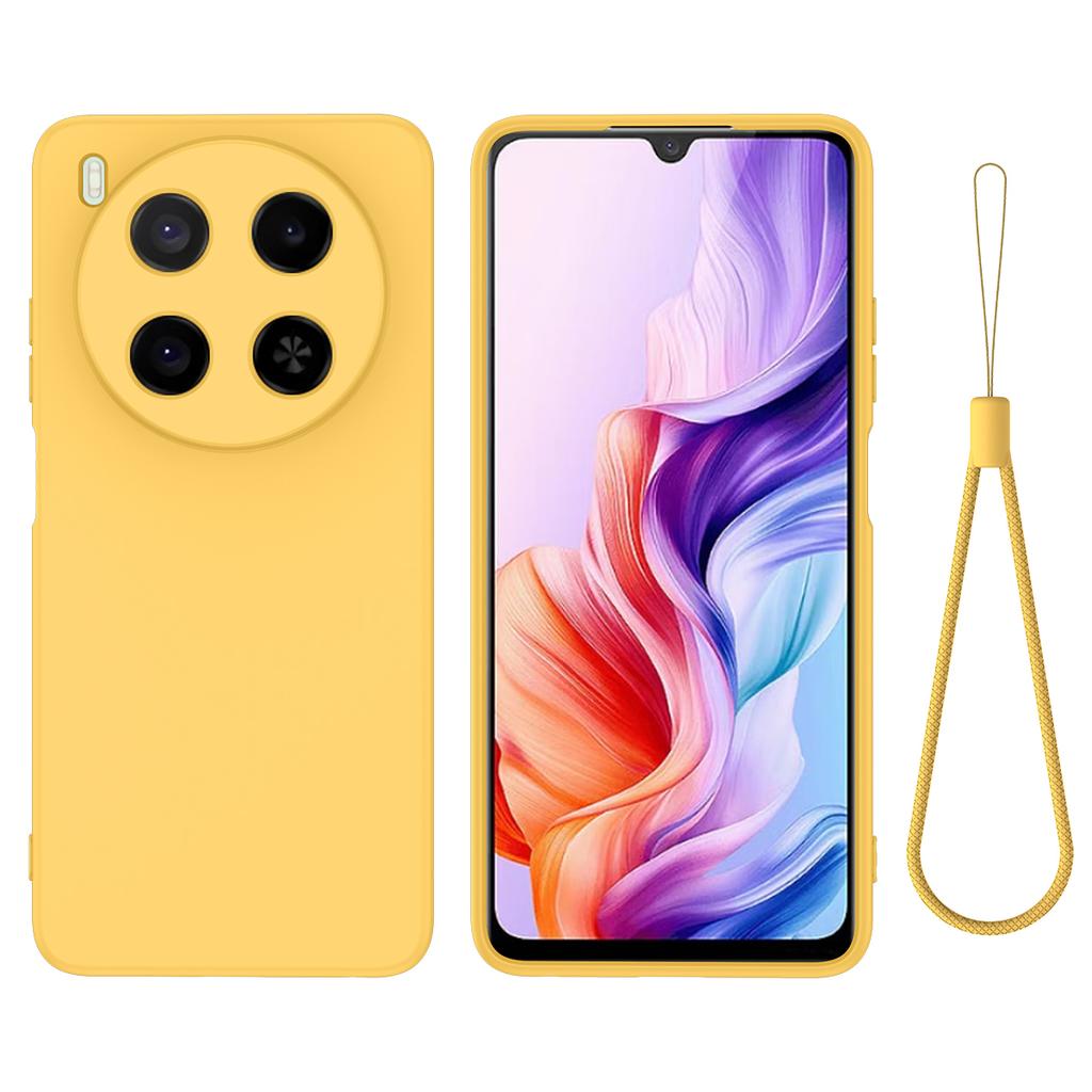 For ZTE Blade V70 Max Liquid Silicone Case Phone Back Cover with Hand Strap