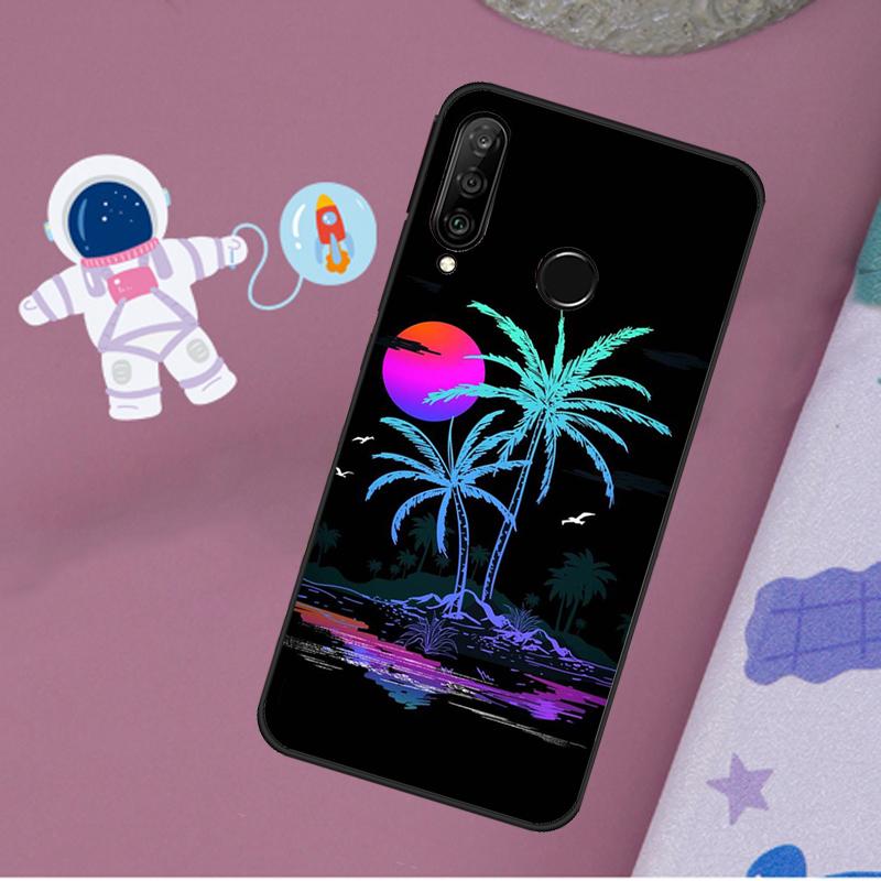 Retrowave Neon Palms Tree For Huawei Nova 10 9 SE 11 Pro Y60 Y70 Y90 Y61 Y91 Y72 Y73 12i 11i 8i P20 P30 P40 Lite Case